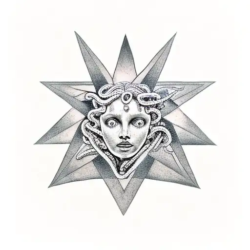 Medusa over a pentagram tattoo design idea