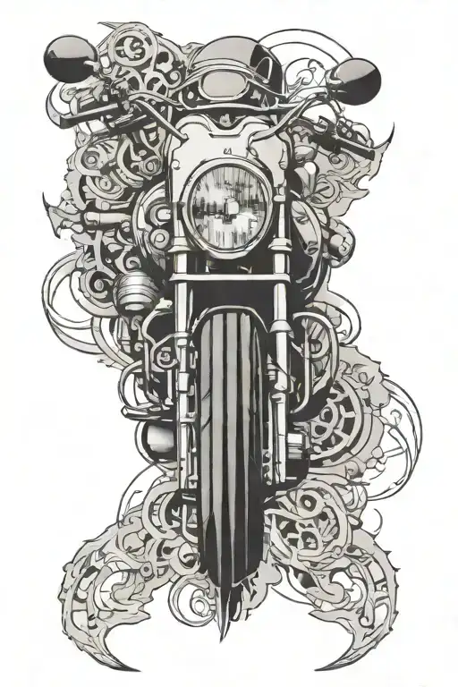 Basque and motorbike themed sleeve tattoo tattoo design idea