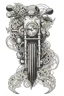 Basque and motorbike themed sleeve tattoo tattoo design idea