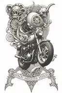 Basque and motorbike themed sleeve tattoo tattoo design idea