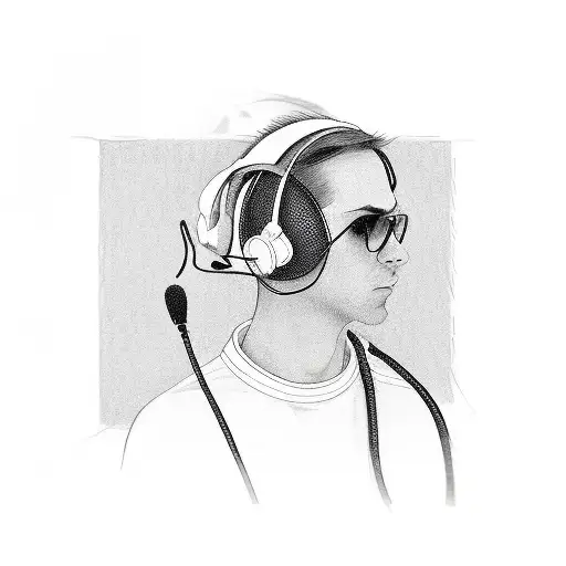 Bandage with over the ear headphones tattoo design idea