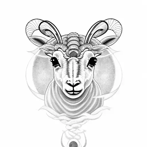 a lamb with seven eyes and seven horns tattoo design idea