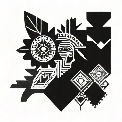 Cahuilla native American tribal pattern mix with Mexican tribal  tattoo design idea