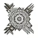 Native American tribal pattern mix with Mexican tribal  tattoo design idea