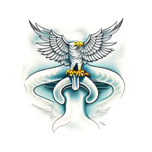 Eagle holding a snake in its talons tattoo design idea