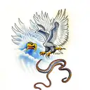 Eagle holding a snake in its talons tattoo design idea