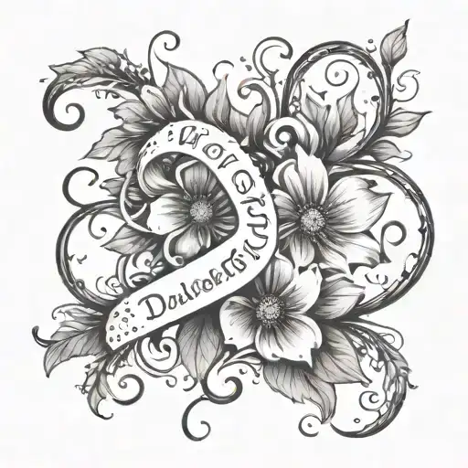 Incorporate your daughter's name in a elegant script font, intertwined with a floral vine design tattoo design idea