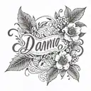 Incorporate your daughter's name in a elegant script font, intertwined with a floral vine design tattoo design idea