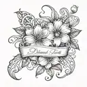 Incorporate your daughter's name in a elegant script font, intertwined with a floral vine design tattoo design idea