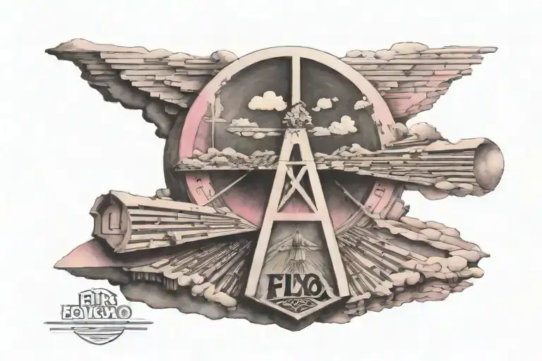 pink Floyd prism, color side going through an outline of abbey road tattoo design idea