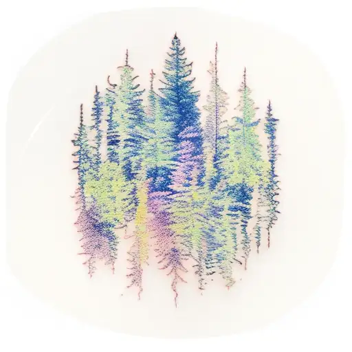trees clouds cross abstract tattoo design idea
