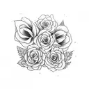 Flower and beatle tattoo design idea