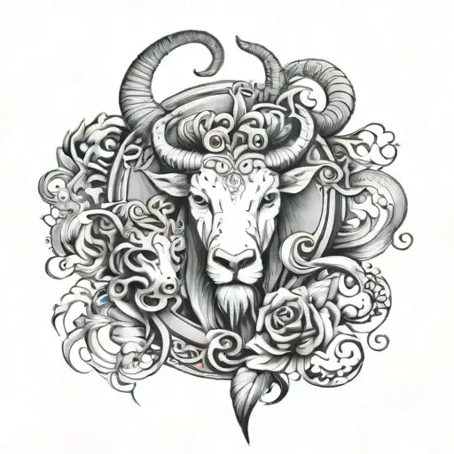 my four children represented as male Leo male Aries female Taurus female capricorn tattoo design idea