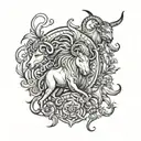 my four children represented as male Leo male Aries female Taurus female capricorn tattoo design idea