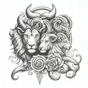 my four children represented as male Leo male Aries female Taurus female capricorn tattoo design idea