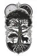 Tree of Life + Aries constellation intertwined tattoo design idea