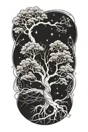 Tree of Life + Aries constellation intertwined tattoo design idea