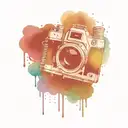 A tattoo of a vintage film camera surrounded by musical instruments tattoo design idea