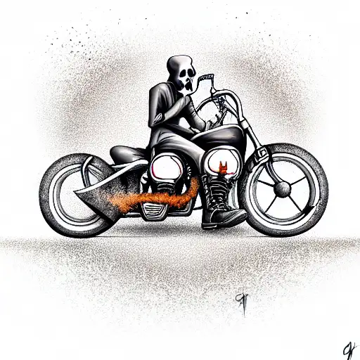 Grim Reaper riding a Harley Davidson  tattoo design idea