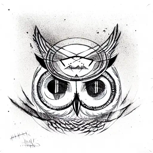 Owl and all seeing eye  tattoo design idea