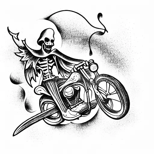 Grim Reaper riding a Harley  tattoo design idea
