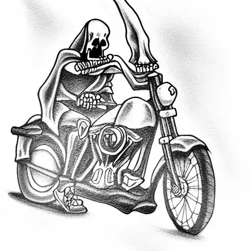 Grim Reaper riding a Harley  tattoo design idea