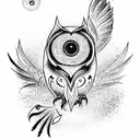 Owl and all seeing eye  tattoo design idea