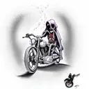 Grim Reaper riding a Harley  tattoo design idea