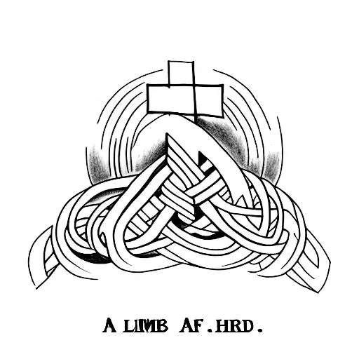 a simple cross with the words my the lamb that was slain receive the reward of his suffering intertwined tattoo design idea