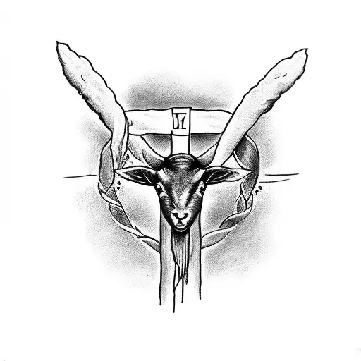 a simple cross with the words my the lamb that was slain receive the reward of his suffering intertwined tattoo design idea
