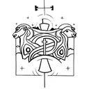 a cross on a hill with the word my the lamb that was slain receive the reward of his suffering  tattoo design idea