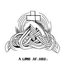 a simple cross with the words my the lamb that was slain receive the reward of his suffering intertwined tattoo design idea