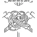 a simple cross with the words my the lamb that was slain receive the reward of his suffering intertwined tattoo design idea