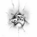 thumb print with the lines being the word ”Even though it pleased Yahweh to crush him with grief, he will be restored to tattoo design idea