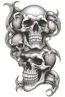 skulls with fangs wrapped tattoo design idea