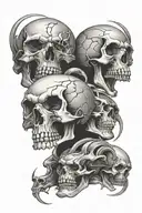 skulls with fangs wrapped tattoo design idea