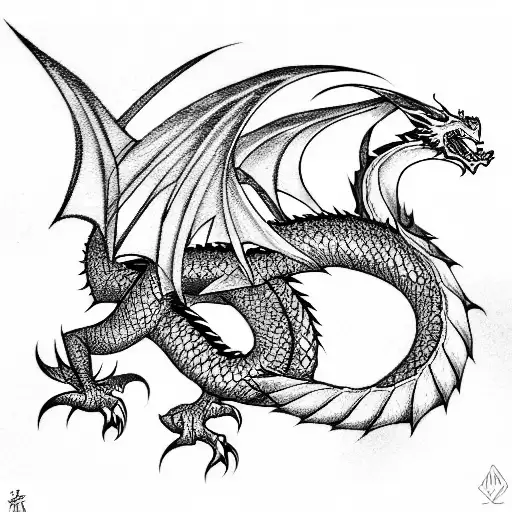 Dragon in anime style tattoo design idea