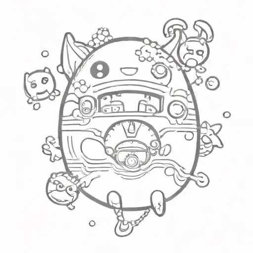 tamagotchi floating tattoo design idea