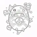 tamagotchi floating tattoo design idea