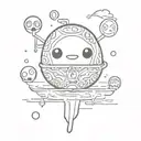 tamagotchi floating tattoo design idea