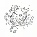tamagotchi floating tattoo design idea