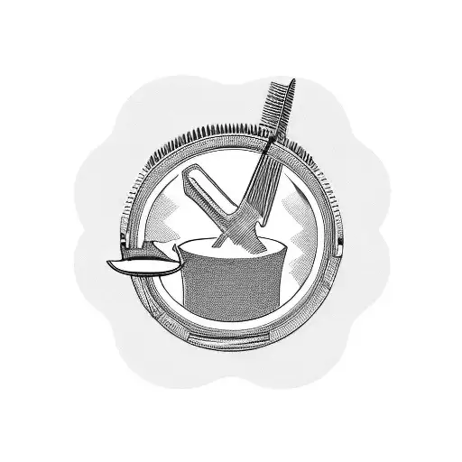 A barber chair surrounded by travel landmarks tattoo design idea