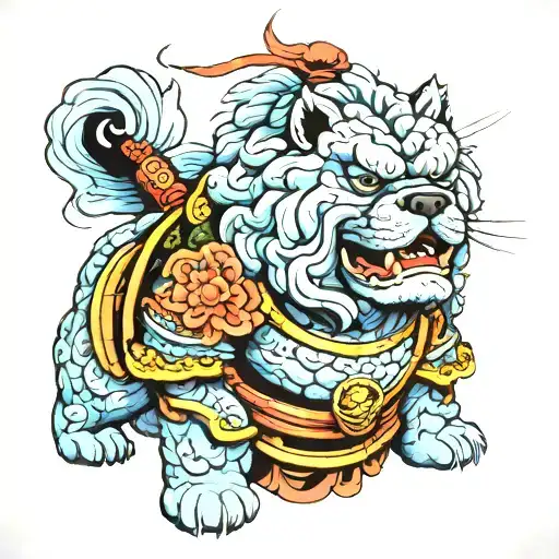 blue chow chow samurai warrior tattoo design idea