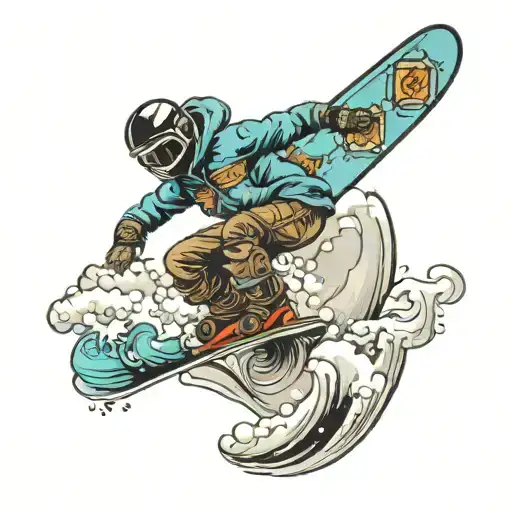 snowboarder jumping off a mountain into the ocean  tattoo design idea