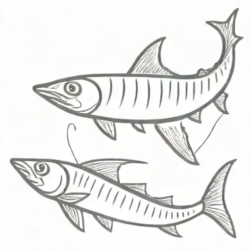 Sardine, Fishbone, fishing hook tattoo design idea