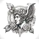 apollo and dionysus god symbol in alchemy tattoo design idea