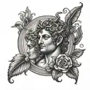 apollo and dionysus god symbol in alchemy tattoo design idea