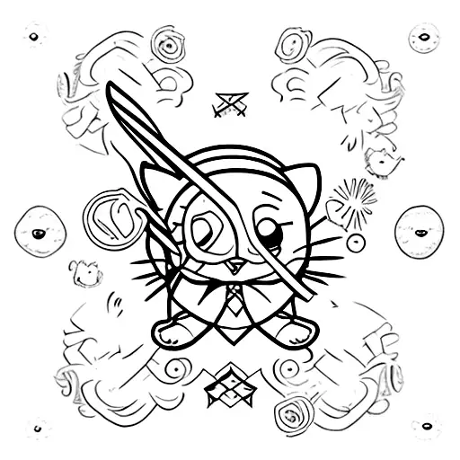 short stack of open books with harry potter, hunger games, lilo and stitch, and hello kitty symbols floating above tattoo design idea