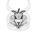 An abstract blackwork tattoo showcasing the fusion of a rabbit and a goat, with BDSM ropes creating an intricate pattern tattoo design idea