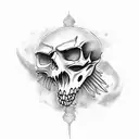 marine ink with skull tattoo design idea